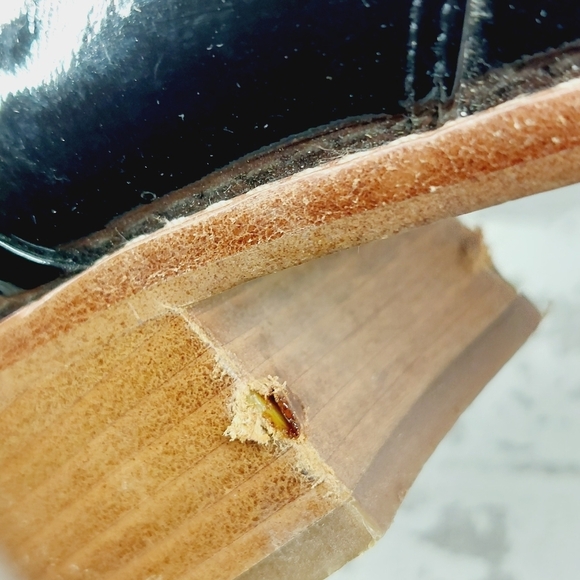 Louise et Cie Black Patent Leather Lace Up Block Heel Loafers Boots D263 - Picture 11 of 12